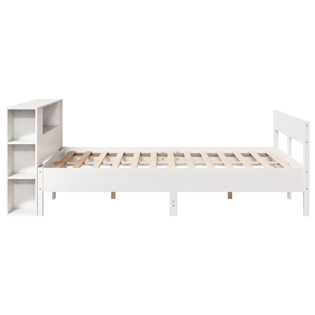 Letto Libreria senza Materasso Bianco 140x190 cm Legno di Pino - homemem39