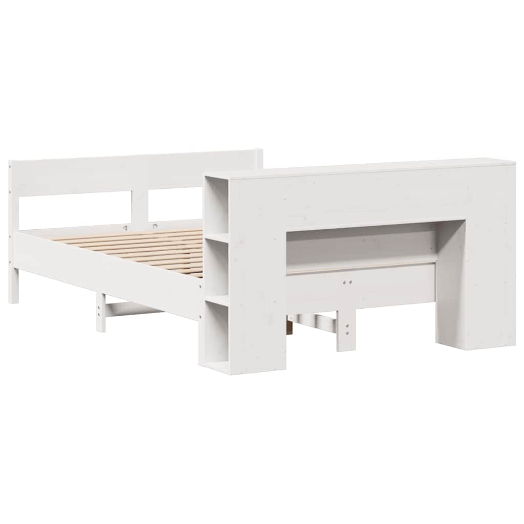 Letto Libreria senza Materasso Bianco 140x190 cm Legno di Pino - homemem39