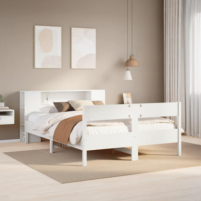 Letto Libreria senza Materasso Bianco 140x190 cm Legno di Pino - homemem39