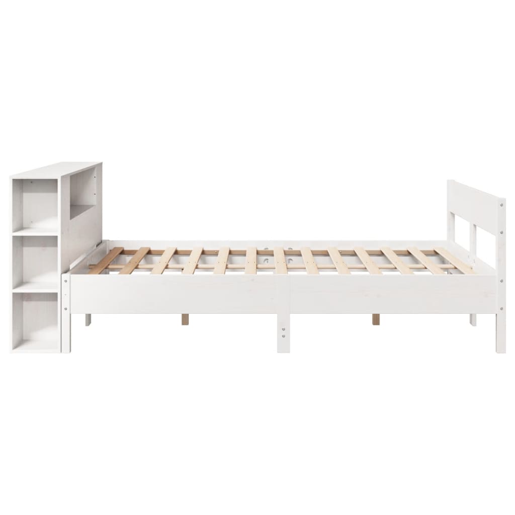 Letto Libreria senza Materasso Bianco 135x190 cm Legno di Pino - homemem39