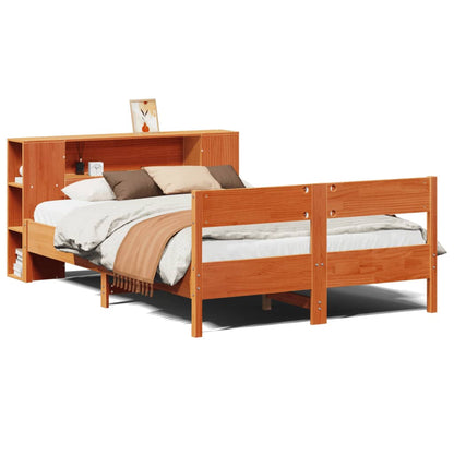 Letto Libreria senza Materasso Marrone Cera 135x190 cm in Pino | homemem39