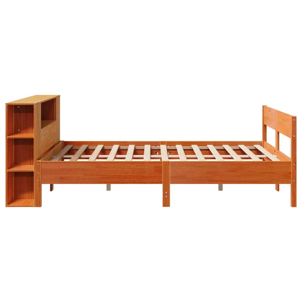 Letto Libreria senza Materasso Marrone Cera 135x190 cm in Pino | homemem39