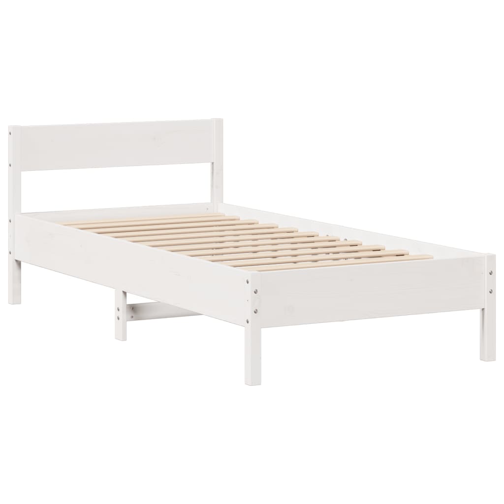 Letto Libreria senza Materasso Bianco 100x200 cm Legno di Pino - homemem39