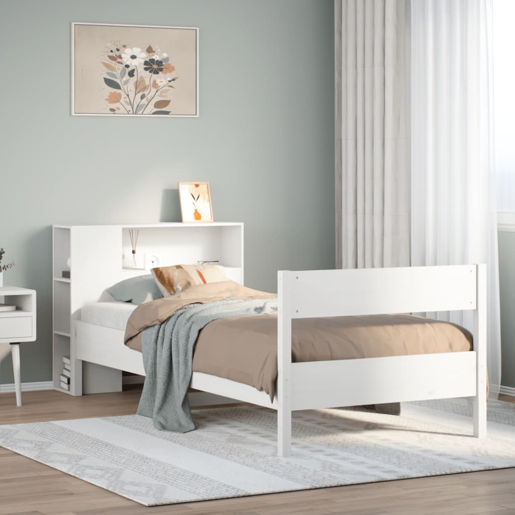 Letto Libreria senza Materasso Bianco 100x200 cm Legno di Pino - homemem39