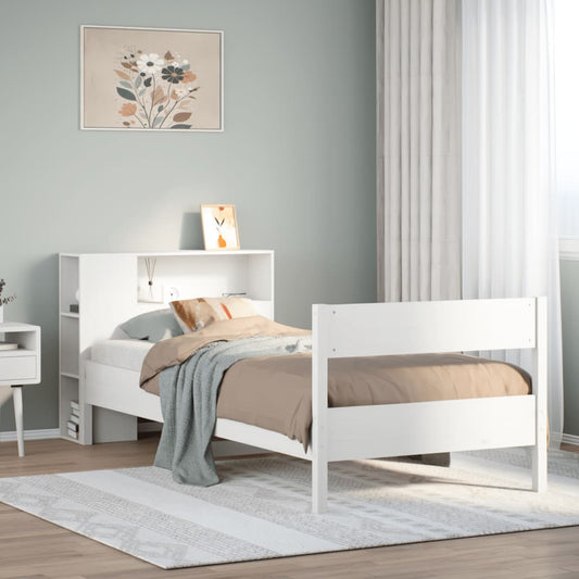 Letto Libreria senza Materasso Bianco 100x200 cm Legno di Pino - homemem39