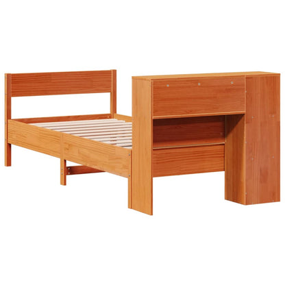 Letto Libreria senza Materasso Marrone Cera 100x200 cm in Pino