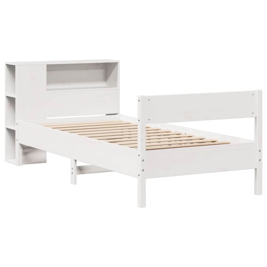 Letto Libreria senza Materasso Bianca 90x200 cm Legno di Pino