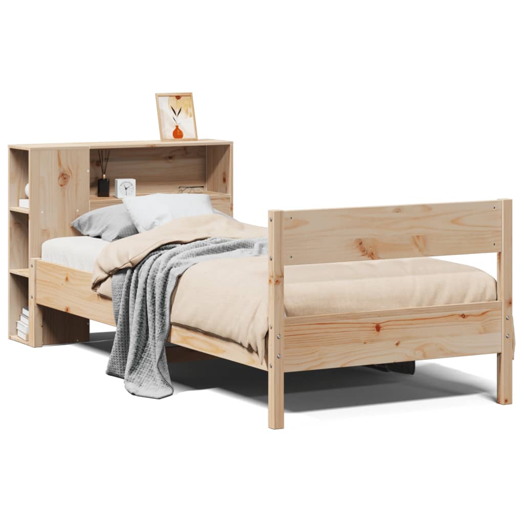 Giroletto con Libreria senza Materasso 75x190 cm in Legno Pino | homemem39