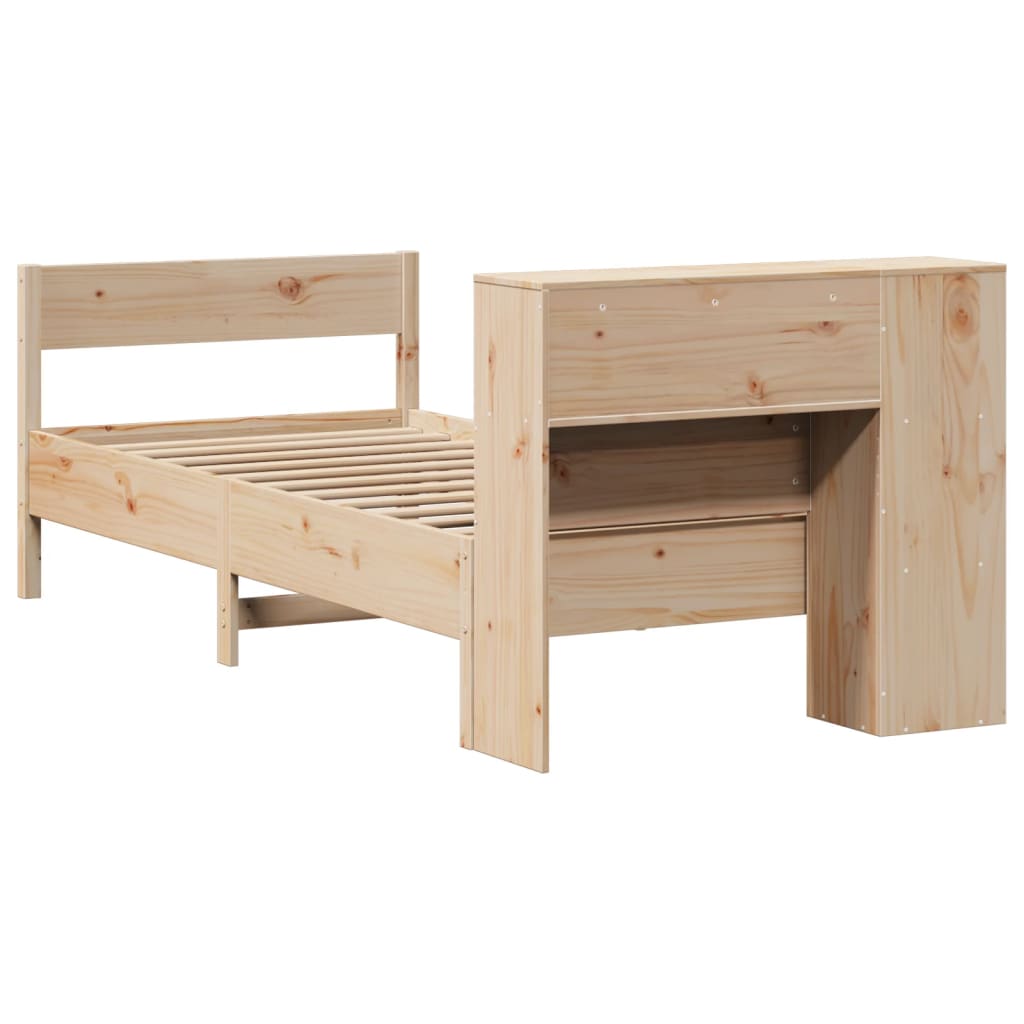 Giroletto con Libreria senza Materasso 75x190 cm in Legno Pino | homemem39