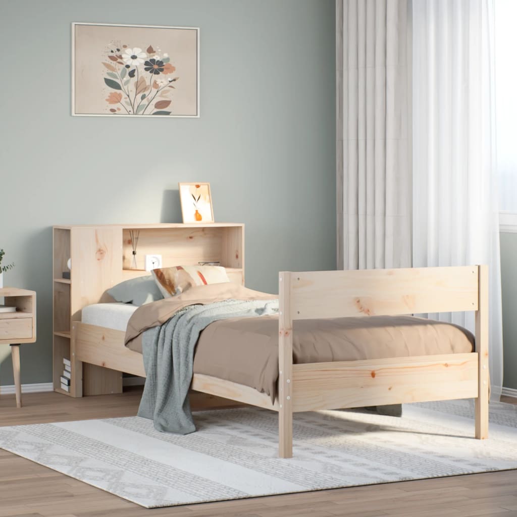 Giroletto con Libreria senza Materasso 75x190 cm in Legno Pino | homemem39