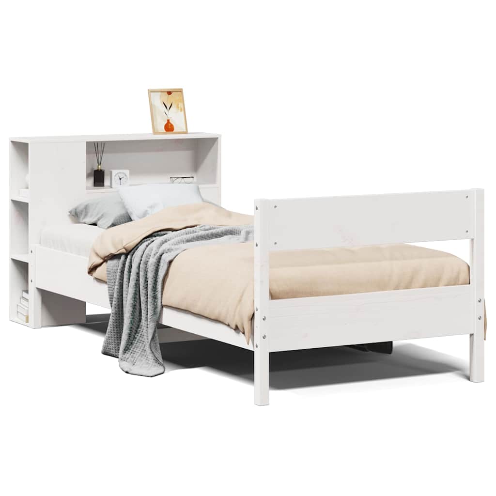 Letto con Libreria senza Materasso 75x190 cm in Legno Pino - homemem39
