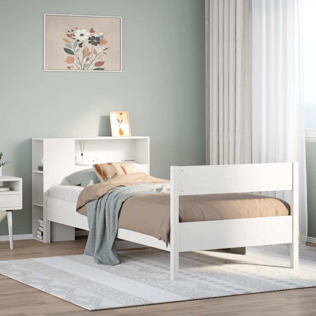 Letto con Libreria senza Materasso 75x190 cm in Legno Pino - homemem39