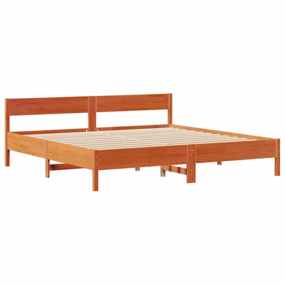 Letto Libreria senza Materasso Marrone Cera 200x200 cm in Pino