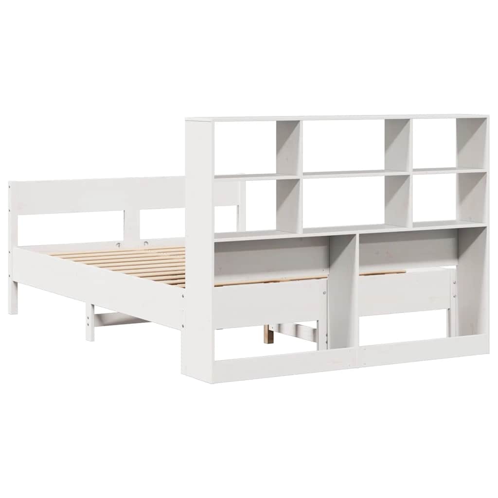 Letto Libreria senza Materasso Bianco 160x200 cm Legno di Pino | homemem39