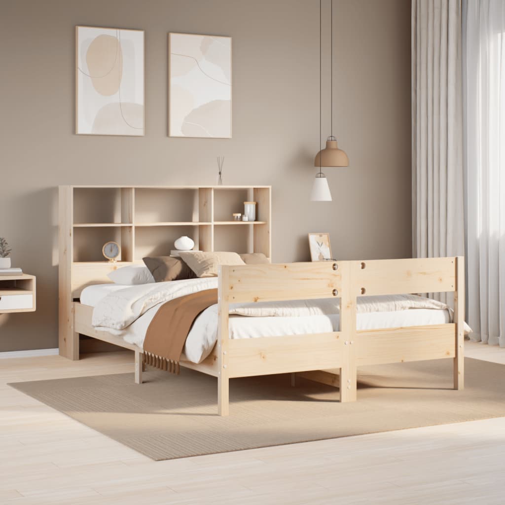 Letto Libreria senza Materasso 150x200 cm in Legno di Pino - homemem39