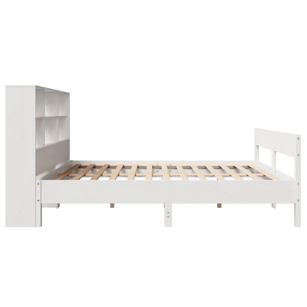 Letto Libreria senza Materasso Bianco 140x190 cm Legno di Pino - homemem39