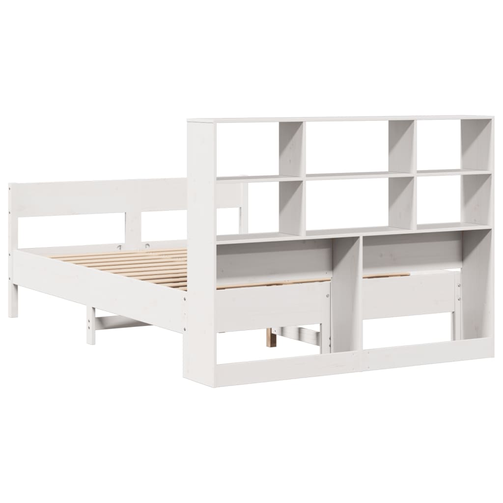 Letto Libreria senza Materasso Bianco 140x190 cm Legno di Pino - homemem39