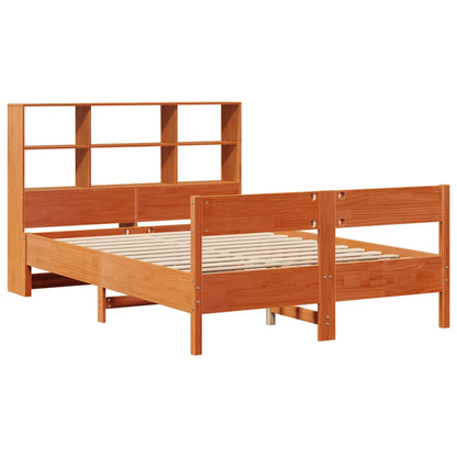 Letto Libreria senza Materasso Marrone Cera 135x190 cm in Pino - homemem39