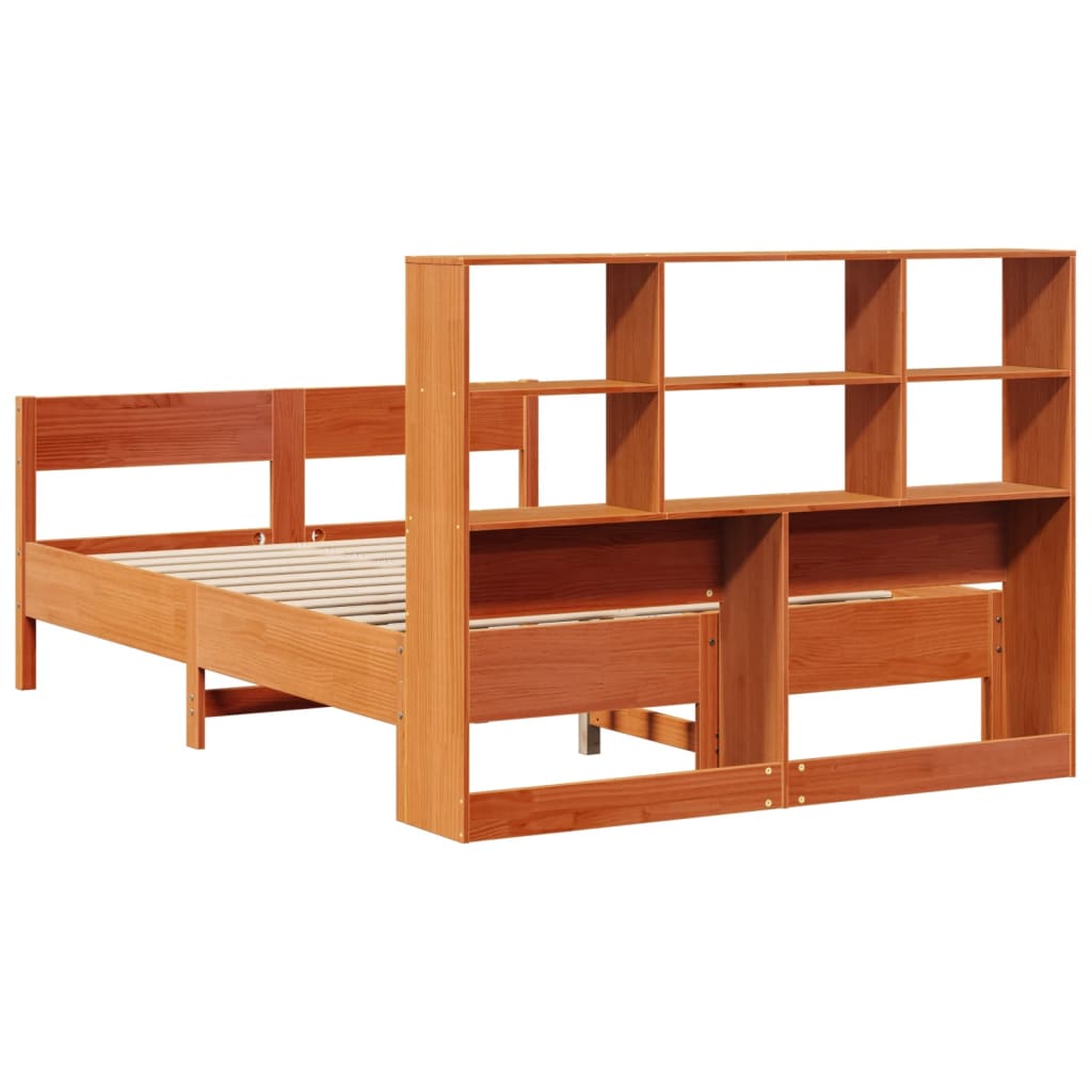 Letto Libreria senza Materasso Marrone Cera 135x190 cm in Pino - homemem39