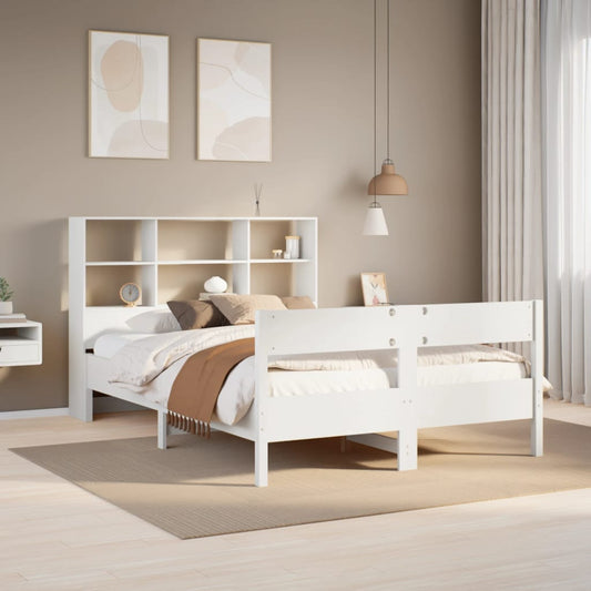 Letto Libreria senza Materasso Bianco 120x190 cm Legno di Pino - homemem39