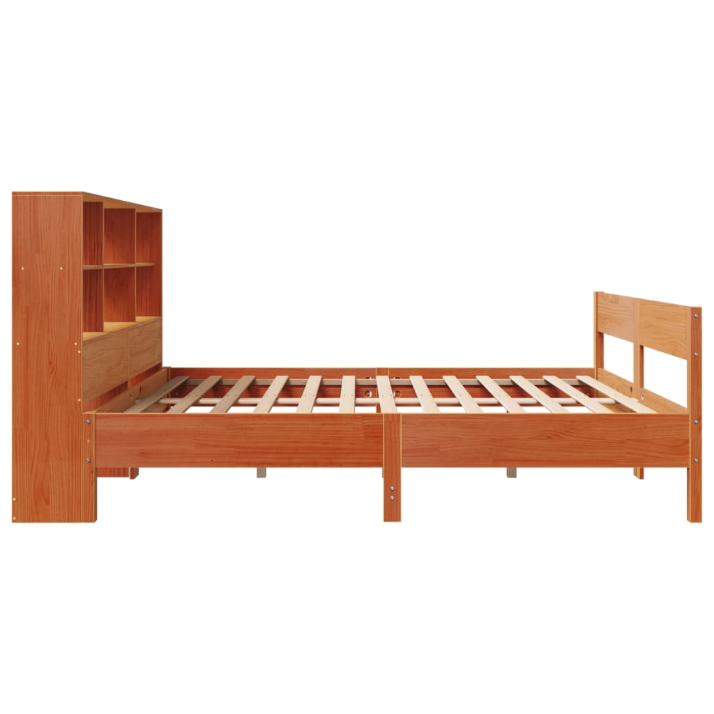 Letto Libreria senza Materasso Marrone Cera 120x190 cm in Pino