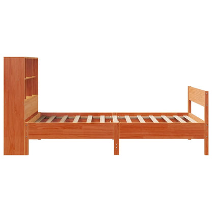 Letto Libreria senza Materasso Marrone Cera 75x190 cm in Pino