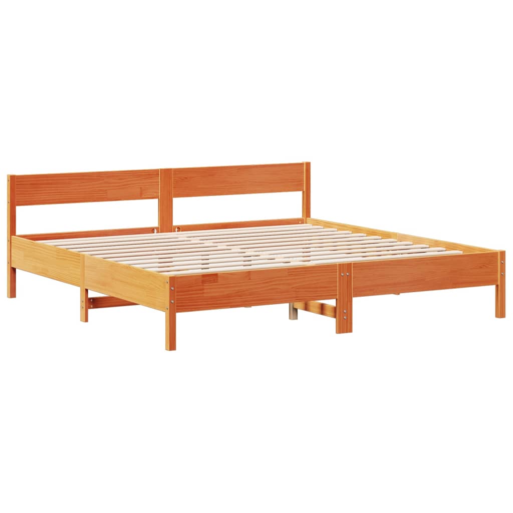 Letto Libreria senza Materasso Marrone Cera 200x200 cm in Pino - homemem39