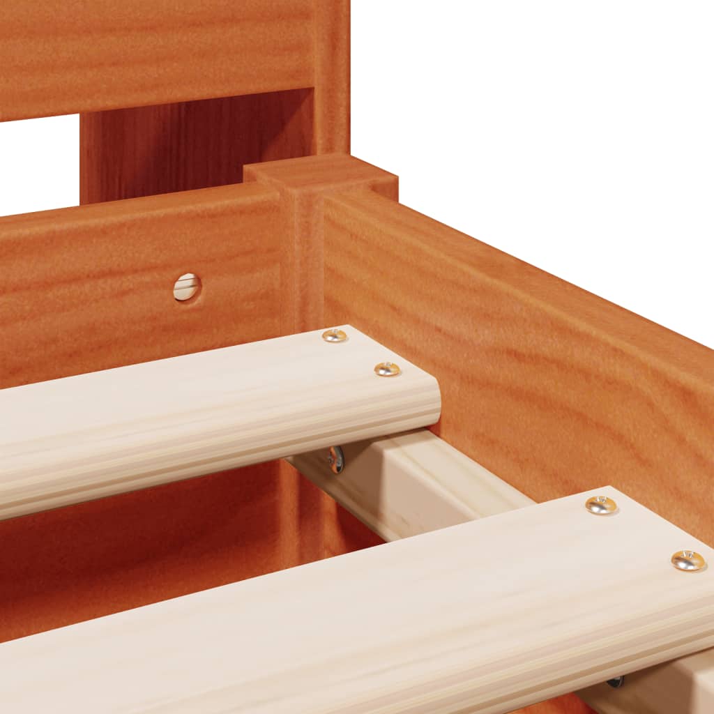 Letto Libreria senza Materasso Marrone Cera 200x200 cm in Pino - homemem39