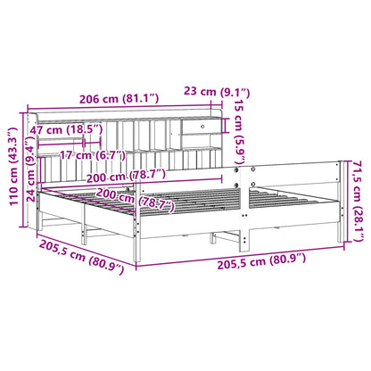 Letto Libreria senza Materasso Marrone Cera 200x200 cm in Pino - homemem39