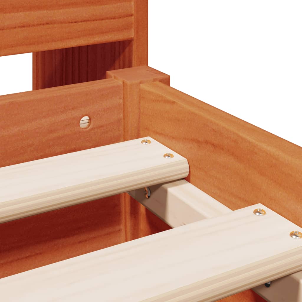 Letto Libreria senza Materasso Marrone Cera 160x200 cm in Pino - homemem39