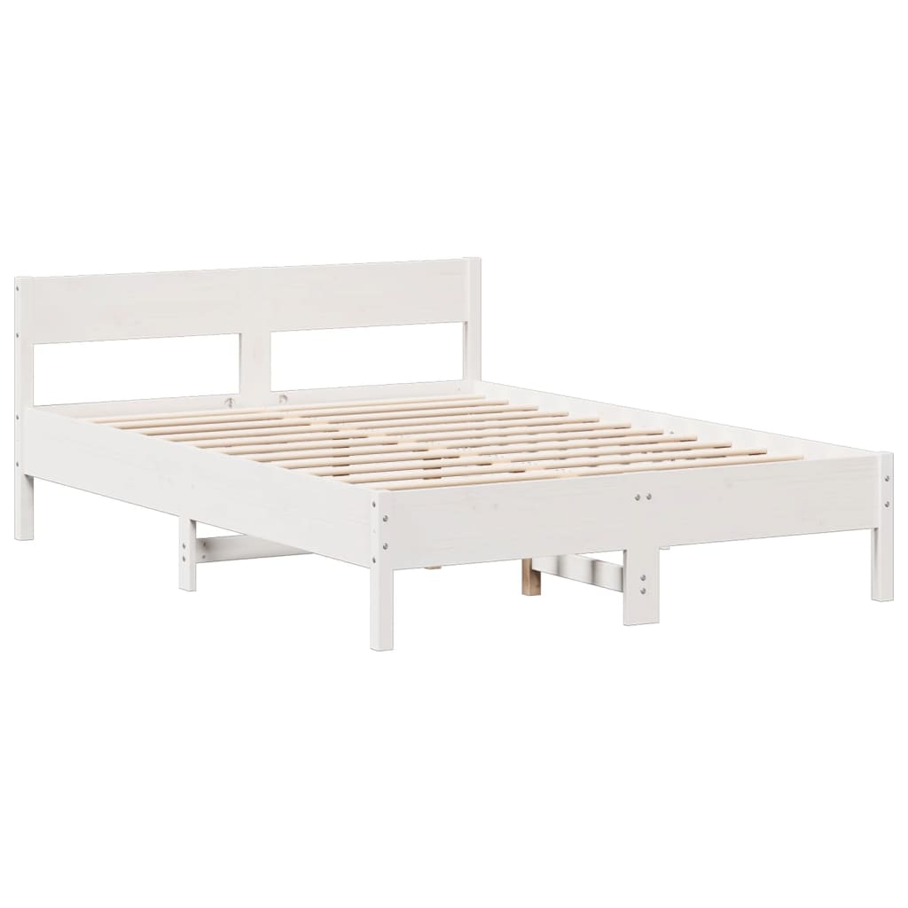 Letto Libreria senza Materasso Bianco 150x200 cm Legno di Pino - homemem39