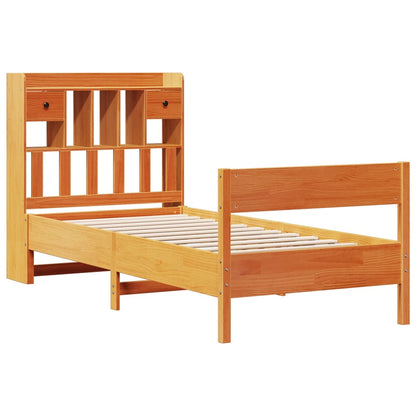 Letto Libreria senza Materasso Marrone Cera 100x200 cm in Pino | homemem39