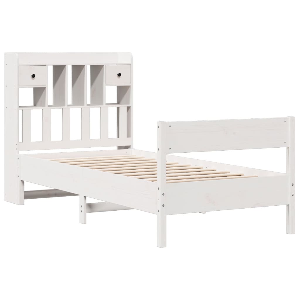 Letto Libreria senza Materasso Bianca 90x200 cm Legno di Pino - homemem39