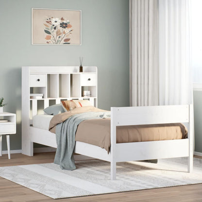 Letto Libreria senza Materasso Bianca 90x200 cm Legno di Pino - homemem39