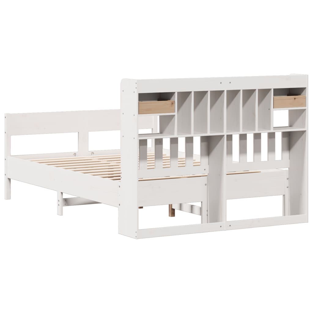 Letto Libreria senza Materasso Bianco 140x190 cm Legno di Pino - homemem39