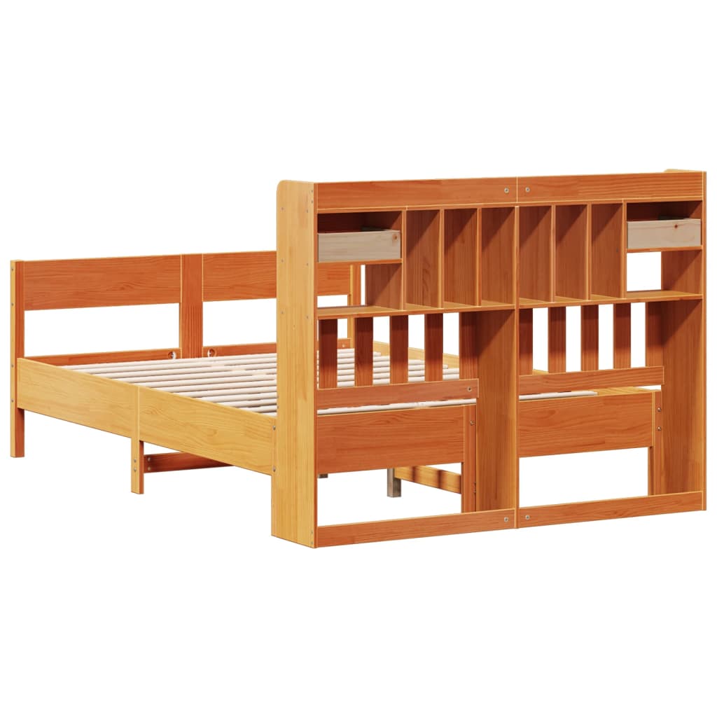 Letto Libreria senza Materasso Marrone Cera 140x190 cm in Pino - homemem39