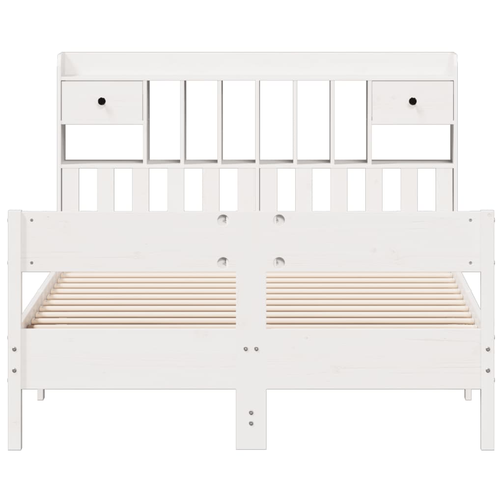 Letto Libreria senza Materasso Bianco 135x190 cm Legno di Pino - homemem39