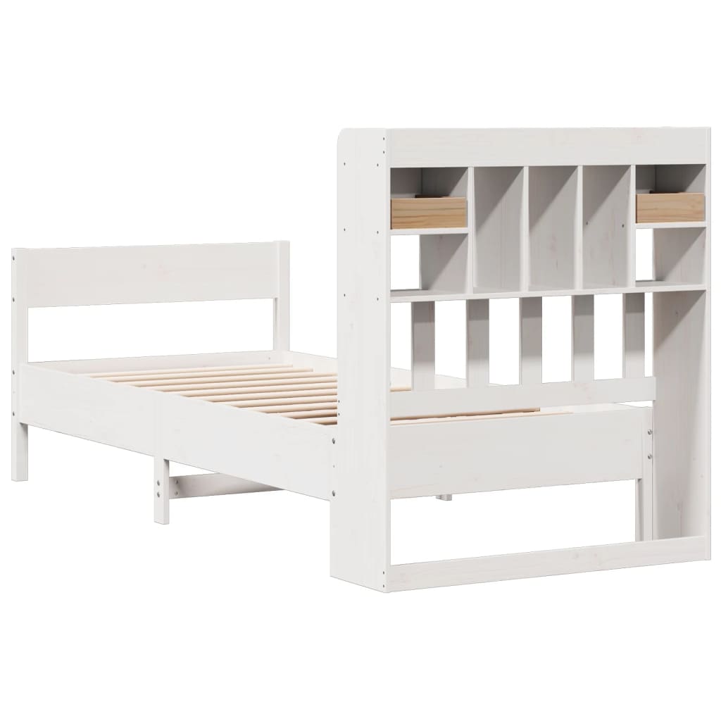 Letto Libreria senza Materasso Bianco 90x190 cm Massello Pino - homemem39