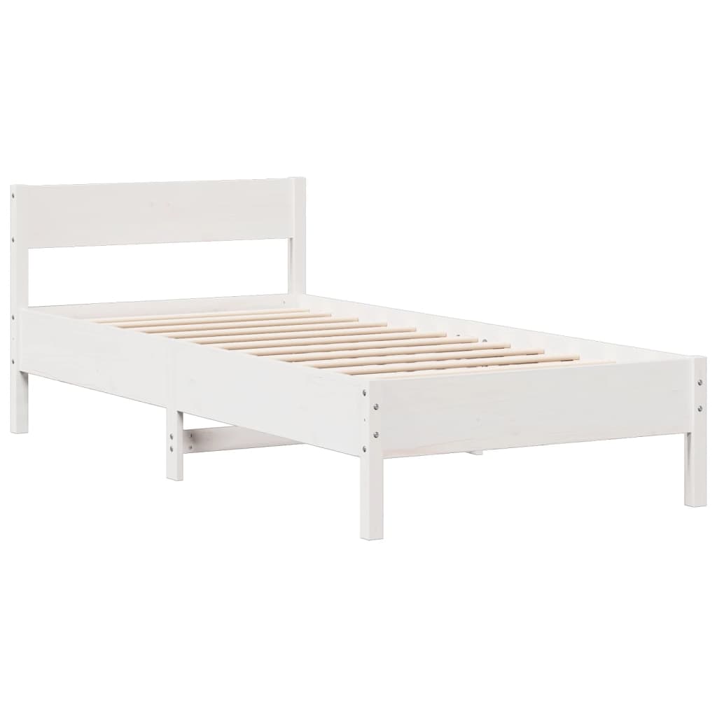 Letto Libreria senza Materasso Bianco 90x190 cm Massello Pino - homemem39