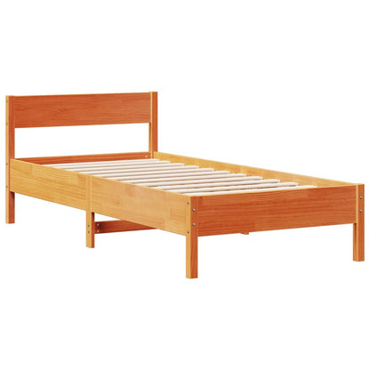 Letto Libreria senza Materasso Marrone Cera 75x190 cm in Pino | homemem39