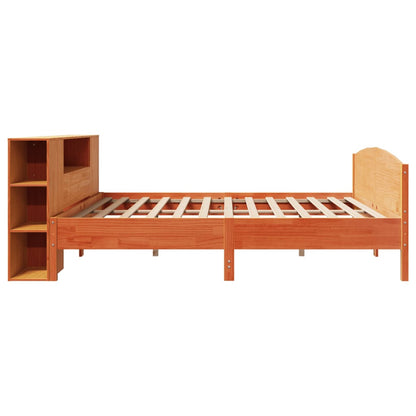 Letto Libreria senza Materasso Marrone Cera 200x200 cm in Pino