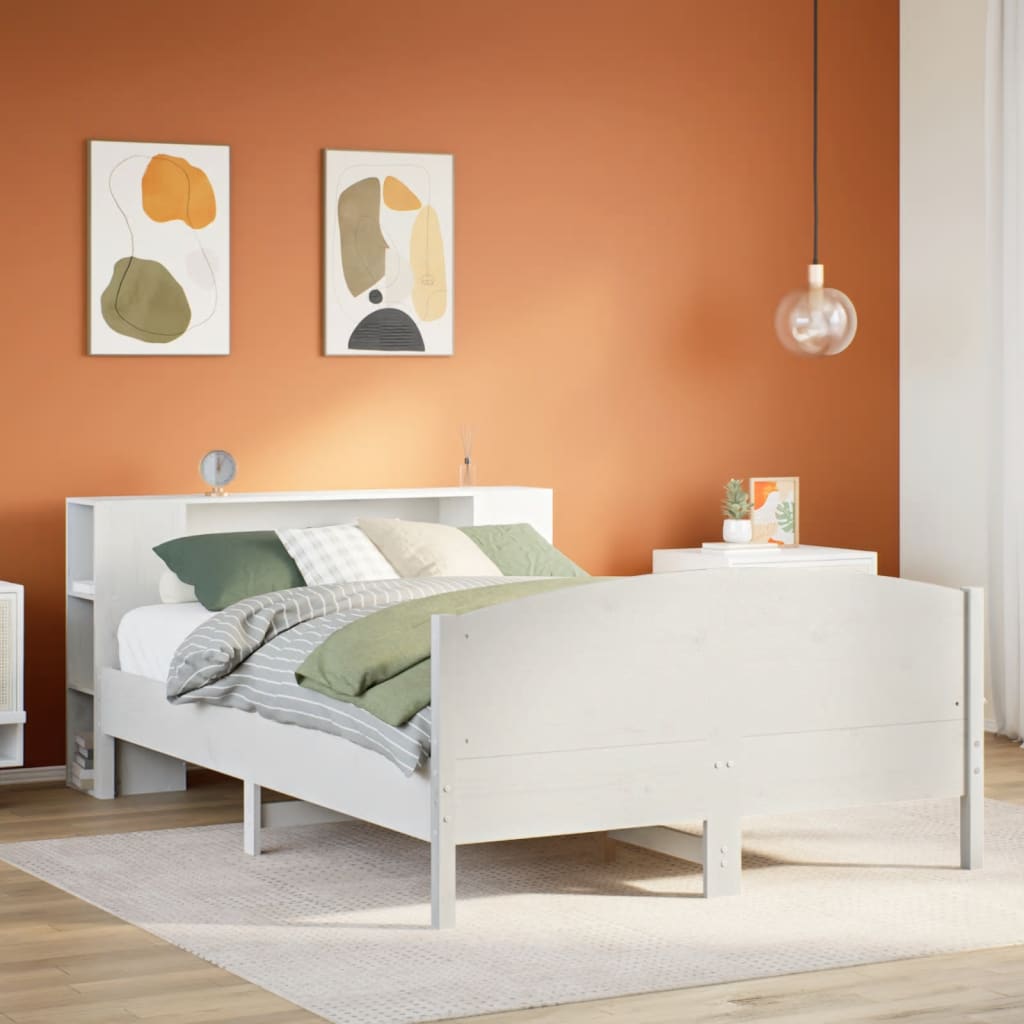 Letto Libreria senza Materasso Bianco 150x200 cm Legno di Pino