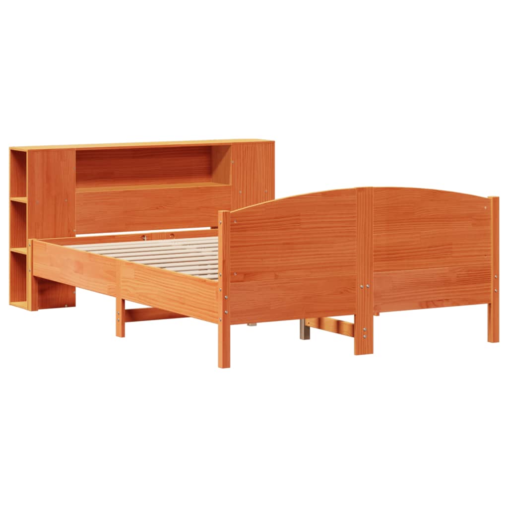 Letto Libreria senza Materasso Marrone Cera 150x200 cm in Pino