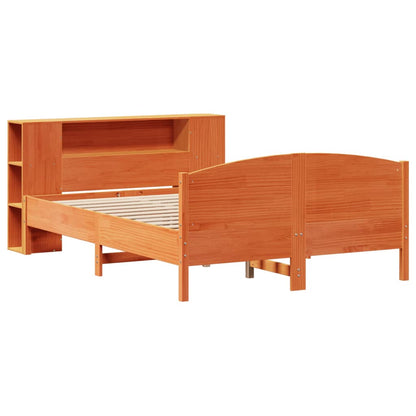 Letto Libreria senza Materasso Marrone Cera 150x200 cm in Pino