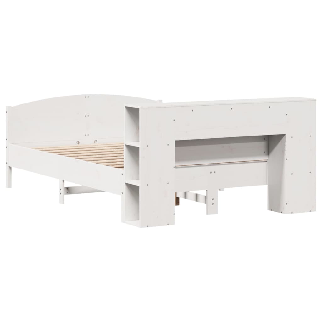 Letto Libreria senza Materasso Bianco 140x200 cm Legno di Pino - homemem39