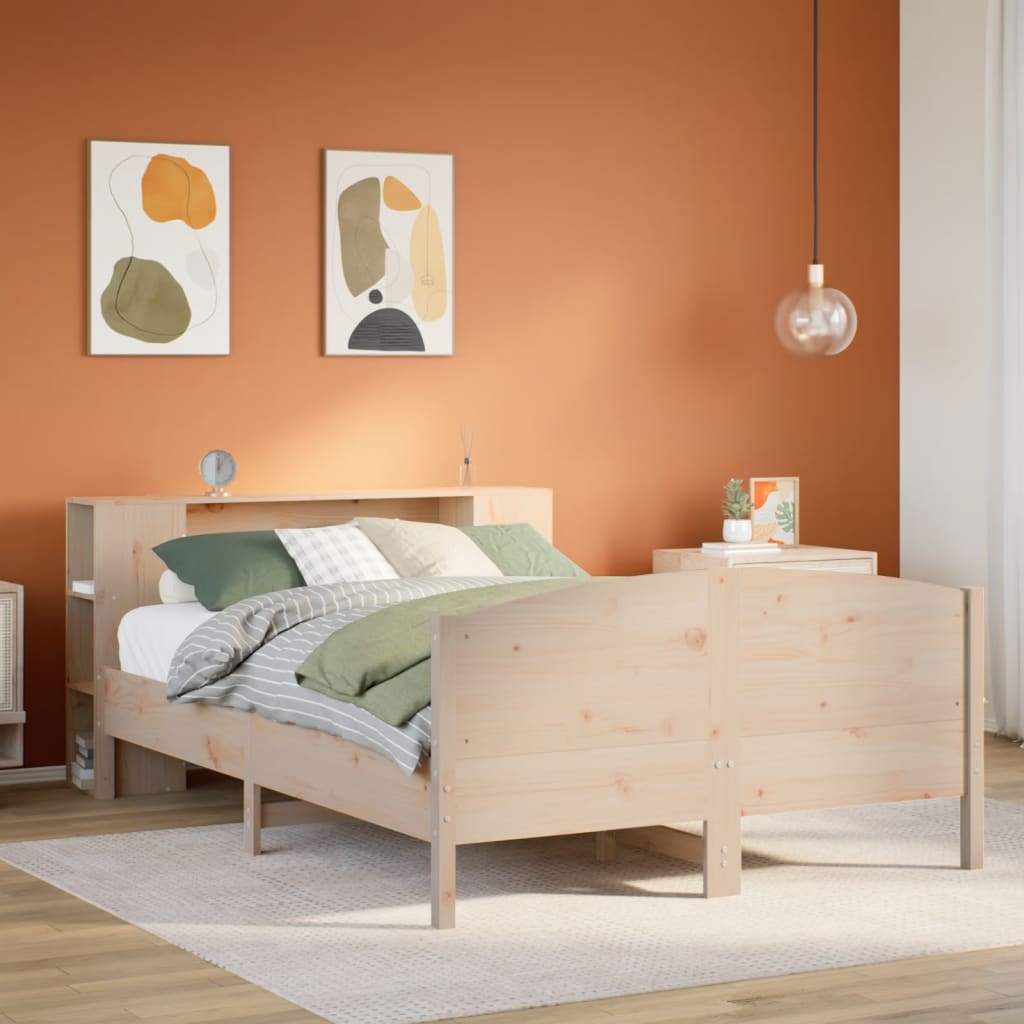 Letto Libreria senza Materasso 140x190 cm in Legno di Pino