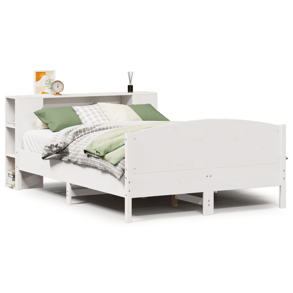 Letto Libreria senza Materasso Bianco 135x190 cm Legno di Pino