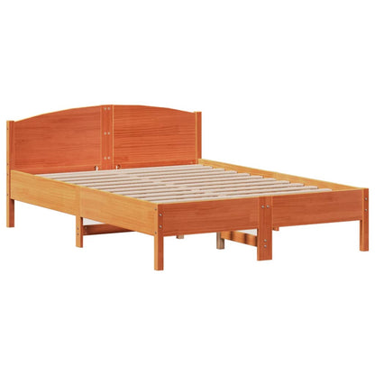 Letto Libreria senza Materasso Marrone Cera 135x190 cm in Pino