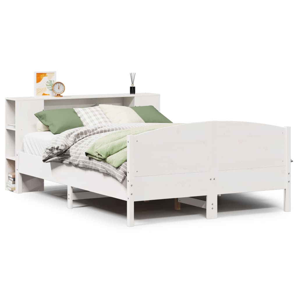 Letto Libreria senza Materasso Bianco 120x190 cm Legno di Pino - homemem39