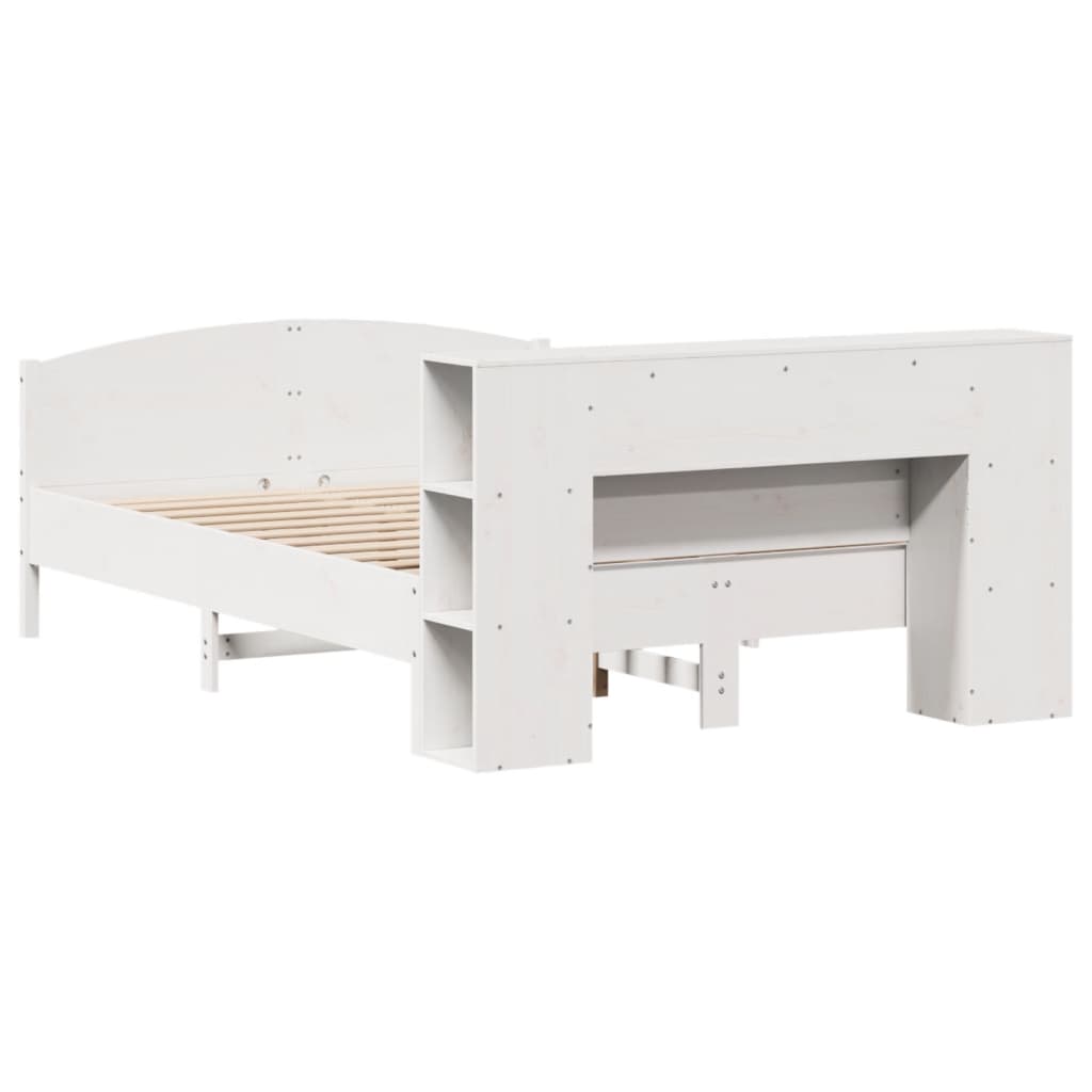 Letto Libreria senza Materasso Bianco 120x190 cm Legno di Pino - homemem39